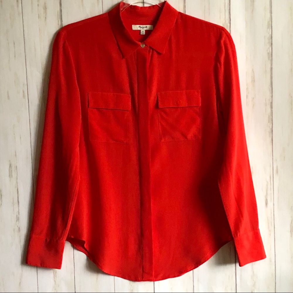 MADEWELL Silk Cargo Long Sleeve Top